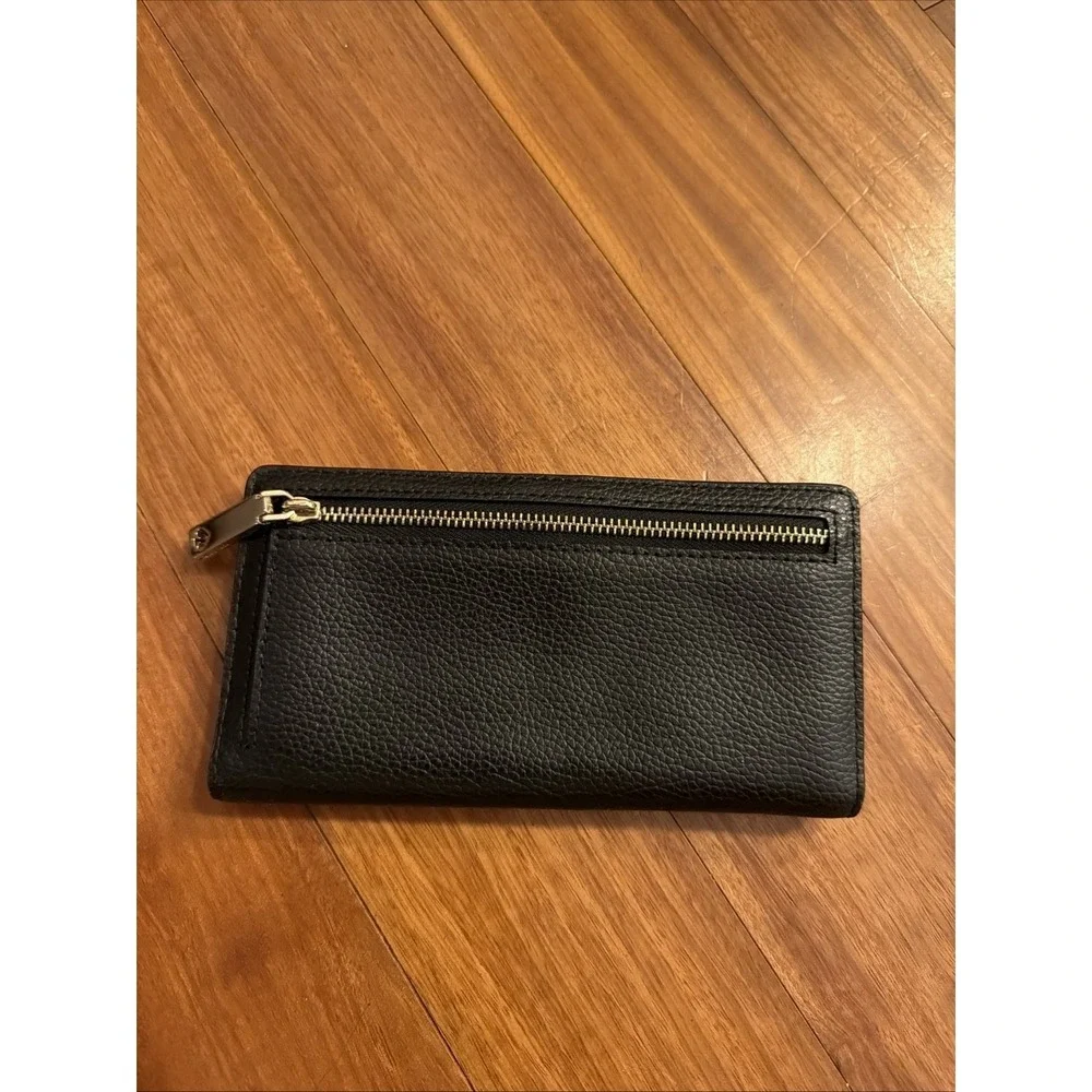Kate Spade New York Black Leather Wallet Card Holder 6.75